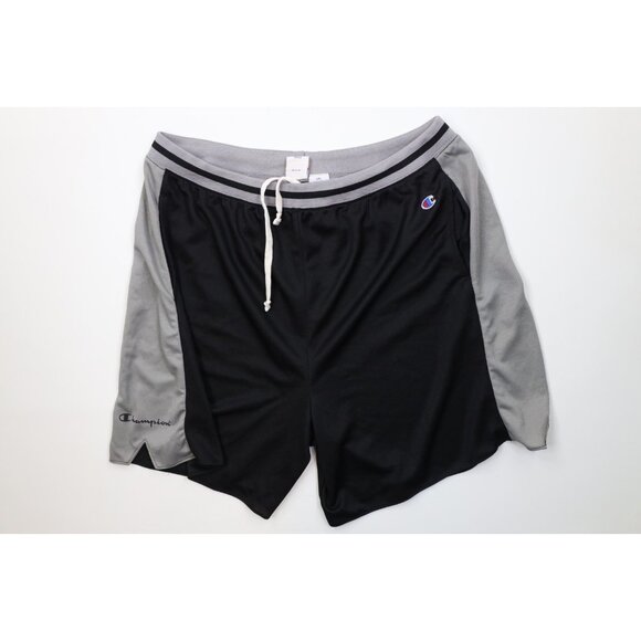 Vtg 90s Y2K Champion Mens 5XL Spell Out Mesh Basketball Shorts Polyester Black - Picture 1 of 11